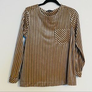 Velvet Heart Striped Velvet Blousy Top - #421